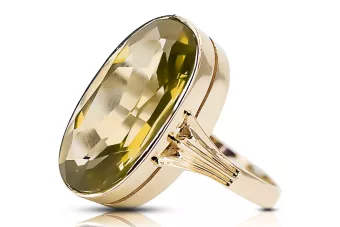 Anneau Artisanat vintage Péridot jaune Or jaune 14 carats vrc113y